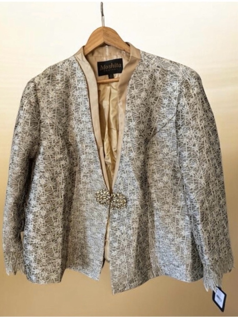 Moshita White and Gold Sherwani Jacket Size 22